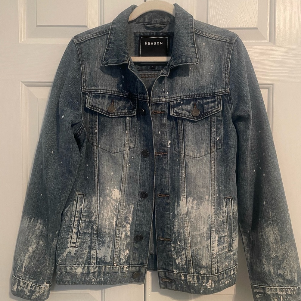 Size Small Reason Denim Jacket #paint #splatter #streetwear